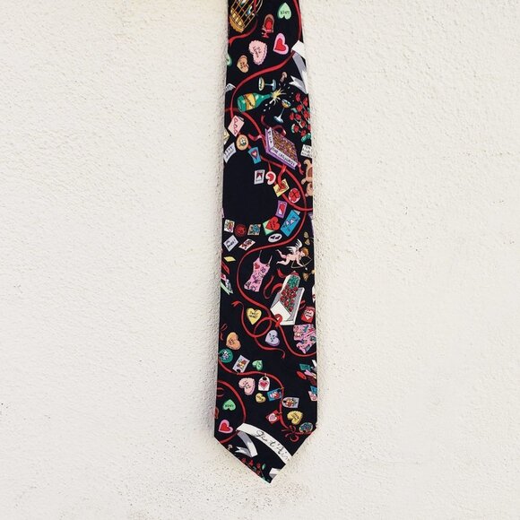 5/$100 SALE - Vintage 1993 Valentine's Day Nicole Miller Tie - Picture 1 of 5